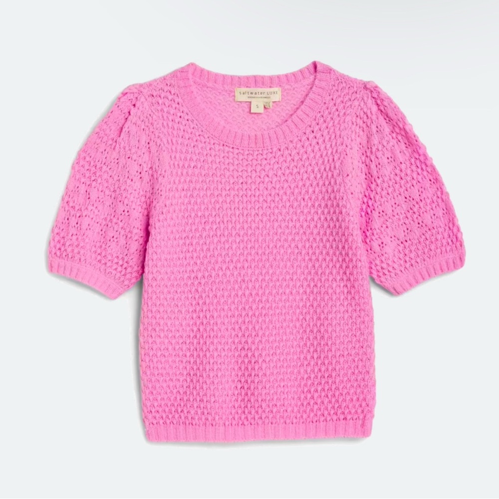 Saltwater Luxe Pink Stitch Short Sleeve Sweater